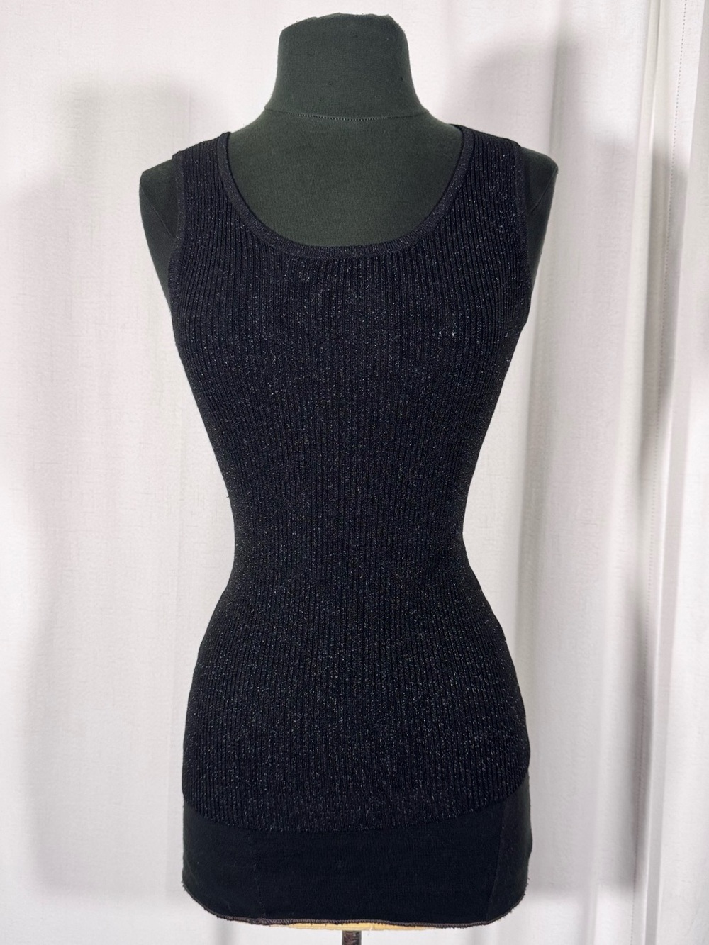 Vintage Finity Black Metallic Ribbed Tank